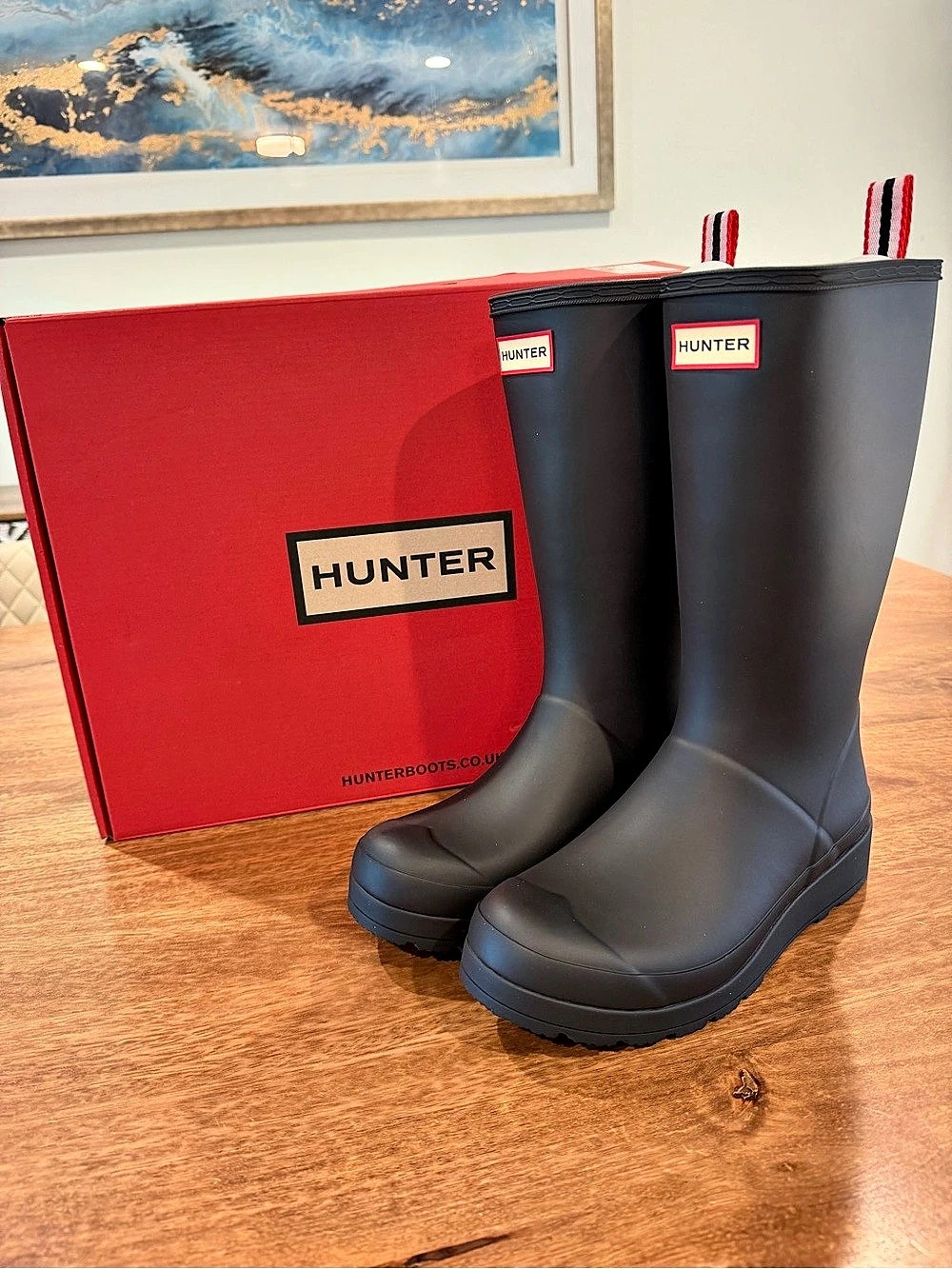 Hunter Women's Play Tall Rain Boots Black- Size 7W/5.5M BNIB